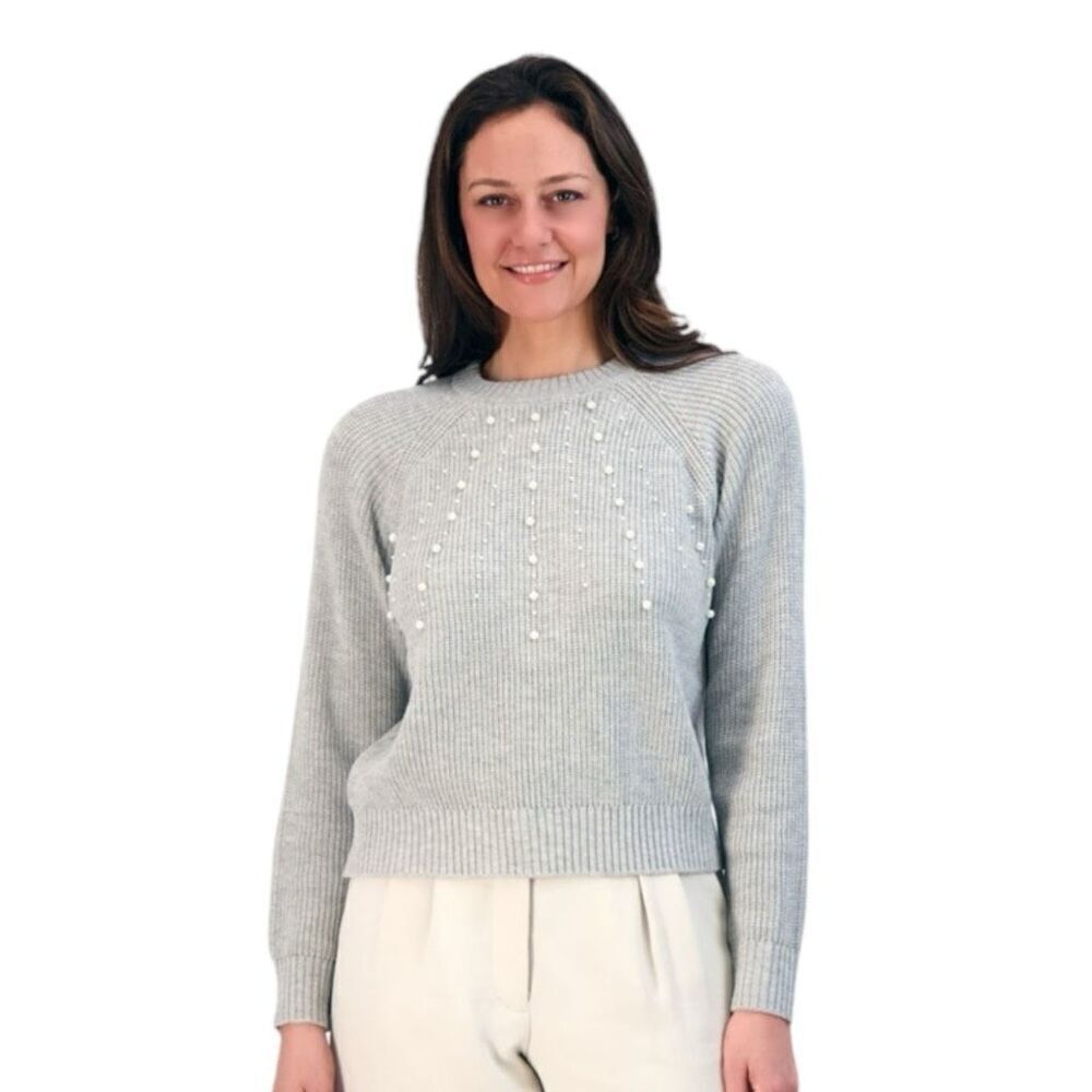 French Connection Women's Embellished Grey Sweater Size L